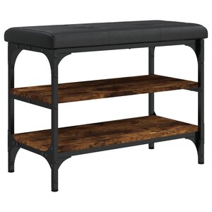 vidaXL Banc à chaussures chêne fumé 62x32x47 cm bois d'ingénierie