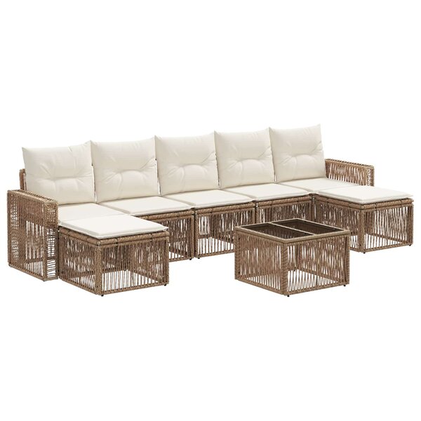 vidaXL Ensemble de canapé de jardin 8 Pièces Beige et blanc crème