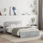 vidaXL Cadre de lit avec tête de lit gris béton 135x190 cm