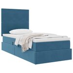 vidaXL Lit avec rangement et matelas Bleu foncé 100 x 200 cm Velours