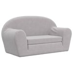 vidaXL Canapé-lit enfants 2 places gris clair peluche douce