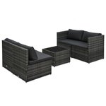 Salon de jardin meuble d'extérieur ensemble de mobilier 5 pièces avec coussins résine tressée gris 02_0016432