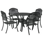 Set de jardin 5 pièces vidaXL en alu noir