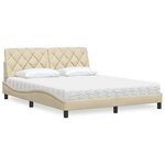 vidaXL Lit avec matelas crème 160x200 cm tissu
