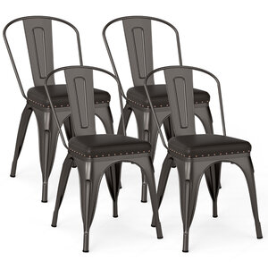 lot de 4 chaises de salle à manger empilables 53 x 44 x 84 cm confort optimal dossier amovible style moderne en métal gris 20_0013585