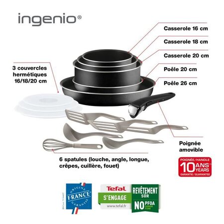 TEFAL INGENIO Batterie de cuisine 10 p, Poeles, Casseroles, Induction