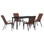 Ensemble de Salle à Manger de Jardin 5 Pièces vidaXL Marron Textilène et Acier