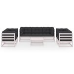 vidaXL Salon de jardin 8 Pièces avec coussins Bois de pin massif