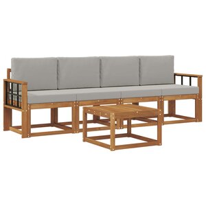 vidaXL Ensemble de canapés d'extérieur 5 pc Gris Naturel et Clair