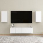 vidaXL Ensemble de meubles TV 4 Pièces Blanc Bois d'ingénierie