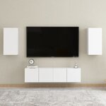 vidaXL Ensemble de meubles TV 4 Pièces Blanc Aggloméré