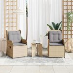vidaXL Banc de jardin avec coussin 2 Pièces Beige Poly rotin