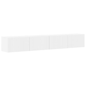 vidaXL Meuble TV mural 2 Pièces Blanc 98 x 31 x 29 5 cm Bois d'ingénierie