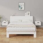vidaXL Tables de chevet murales 2 Pièces blanc brillant 34x30x20 cm