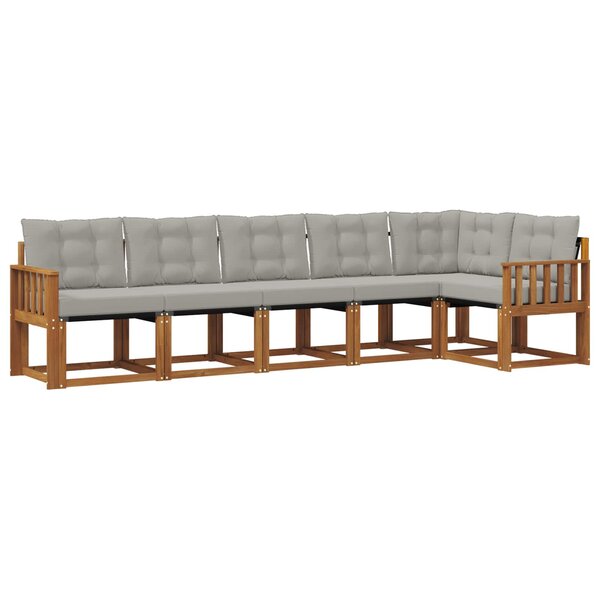 vidaXL Ensemble de canapés d'extérieur 6 pc Gris Naturel et Clair