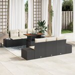vidaXL Ensemble de salle à manger de jardin 7 pièces avec coussins en poly rattan noir et acacia