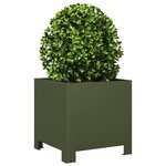 vidaXL Jardinières 2 Pièces vert olive 30x30x30 cm acier