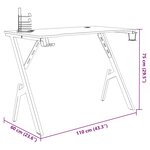 vidaXL Bureau de jeu avec pieds en forme de Y Noir 110x60x75 cm