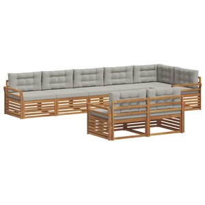 vidaXL Ensemble de canapés d'extérieur 8 pc Gris Naturel et Clair
