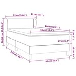 vidaXL Sommier à lattes de lit avec matelas Noir 90x200 cm Tissu