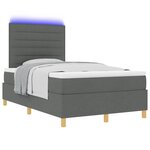 vidaXL Lit à ressort LED avec matelas Gris foncé 120 x 200 cm tissu
