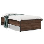 vidaXL Cadre de lit chêne marron 100x200 cm bois d'ingénierie et métal