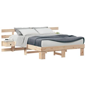 vidaXL Cadre de lit avec tête de lit Marron 160 x 200 cm Pin massif