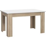 PILVI Table a manger - L 140 x I90 x H 75 cm - Blanc et chene sonoma