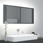 vidaXL Armoire à miroir de bain à LED Gris brillant Acrylique