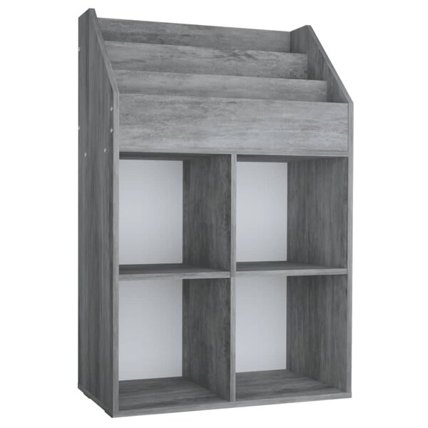 vidaXL Porte-revue pour enfants Gris béton 71x30x114cm Bois ingénierie