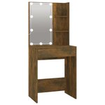vidaXL Coiffeuse à LED avec armoire Chêne fumé Bois d'ingénierie