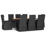vidaXL Ensemble à manger de jardin 9Pièces coussins noir résine tressée