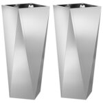 vidaXL Jardinière 2 Pièces Argent 30 x 30 x 75 cm Acier galvanisé