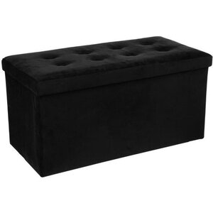 Pouf pliable double Lysandre en velours - Noir - L 75,7 x P 37,5 x H 38 cm