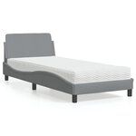 vidaXL Lit avec matelas gris clair 90x190 cm tissu