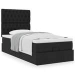 vidaXL Lit ottoman avec matelas noir 90x200 cm tissu