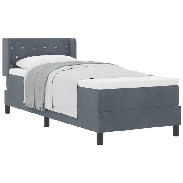 vidaXL Lit à ressorts avec tête de lit Gris foncé 200 x 80 cm Velours
