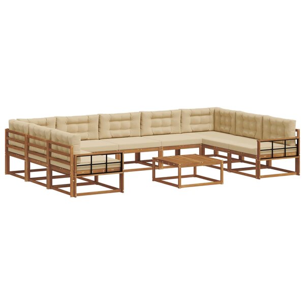 vidaXL Ensemble de canapés d'extérieur 10 Pièces Naturel et Beige