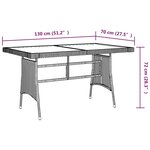 vidaXL Table de jardin Gris 130x70x72 cm Résine tressée et acacia