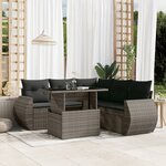 vidaXL Salon de jardin 6 Pièces avec coussins gris résine tressée