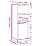 vidaXL Buffet haut 37x34x110 cm Bois massif de pin