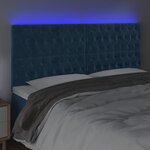 vidaXL Tête de lit à LED Bleu foncé 200x7x118/128 cm Velours
