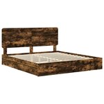 vidaXL Lit de Rangement Chêne fumé 180 x 200 cm Bois d'ingénierie