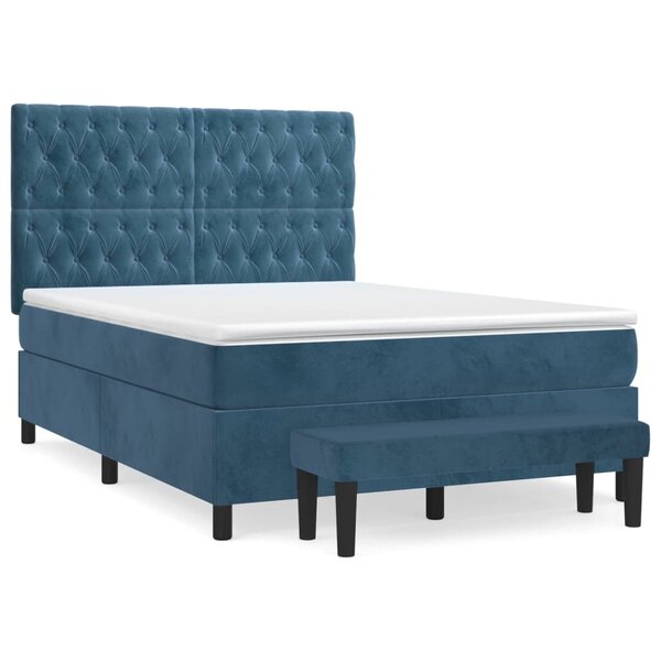 vidaXL Sommier à lattes de lit et matelas Bleu foncé 140x200cm Velours