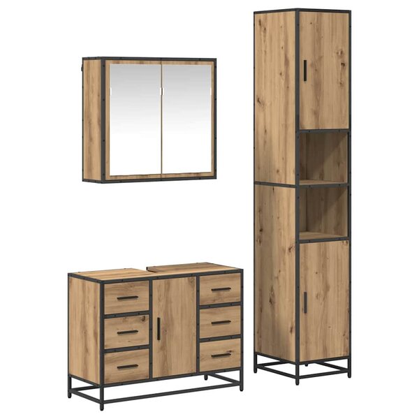 vidaXL Ensemble de mobilier de salle de bain 3 Pièces chêne artisanal