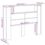 vidaXL Tête de lit Chêne fumé 140 x 16 5 x 103 5 cm Bois d'ingénierie