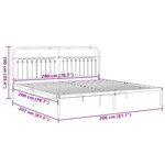 vidaXL Cadre de lit métal sans matelas avec tête de lit noir 200x200cm