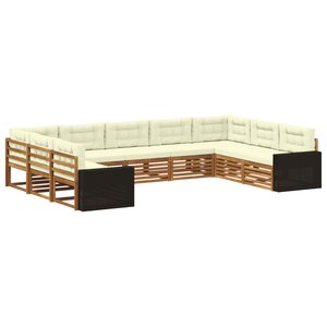 vidaXL Ensemble de canapés d'extérieur 9 Pièces Naturel et Crème