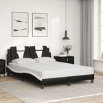vidaXL Cadre de lit avec lumières LED noir blanc 140x200 cm similicuir