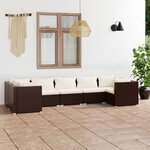 vidaXL Salon de jardin 7 Pièces avec coussins Résine tressée Marron